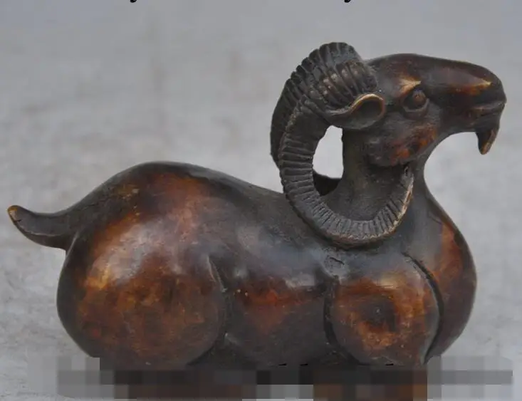 

S1879 lucky chinese fengshui bronze Gentle animal zodiac sheep goat auspicious statue discount 30% (C0324)
