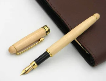 

new white oak wood Carved pattern golden M gift Fountain Pen