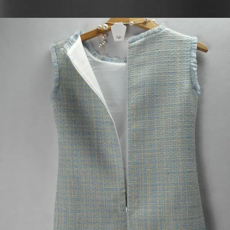 baby blue tweed dress