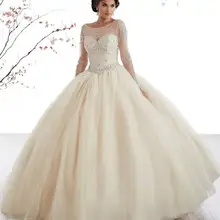 Платья для принцесс; коллекция года; Длина до пола; Vestidos 15 anos; Длинные рукава; Многоуровневая органза; Peals