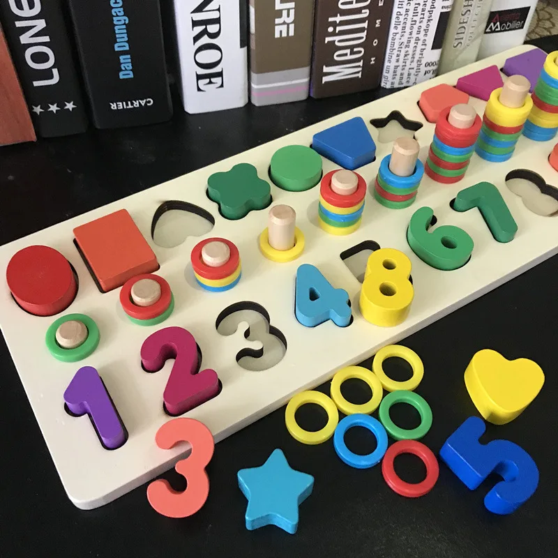 

TUKATO Wooden baby teaching aids color digital geometric early childhood educational toys For kids Intellectual Development