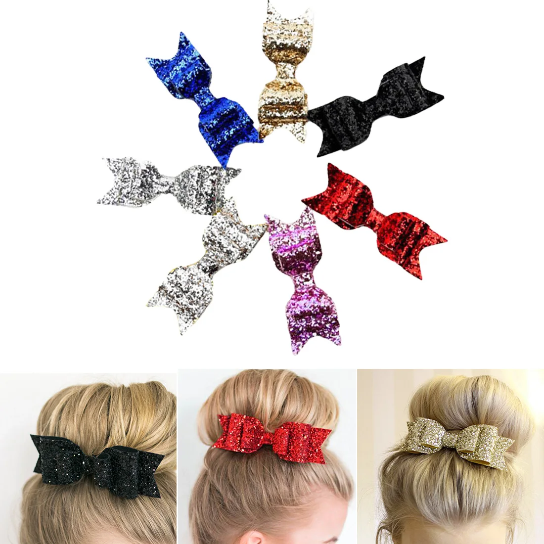 Women Girl Acrylic Bowknot Barrette Leather Hairpin Hair Clip Hair Accessory New