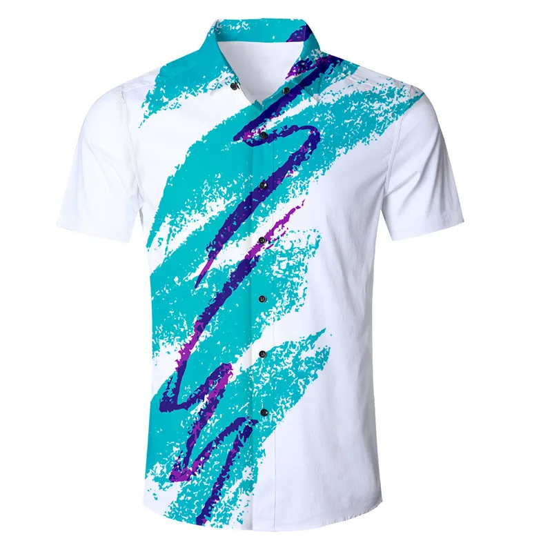 Мужская рубашка европейского размера, 2019 Новая модная гавайская рубашка с 3D принтом в виде кошки, космоса, галактики, мужская рубашка с