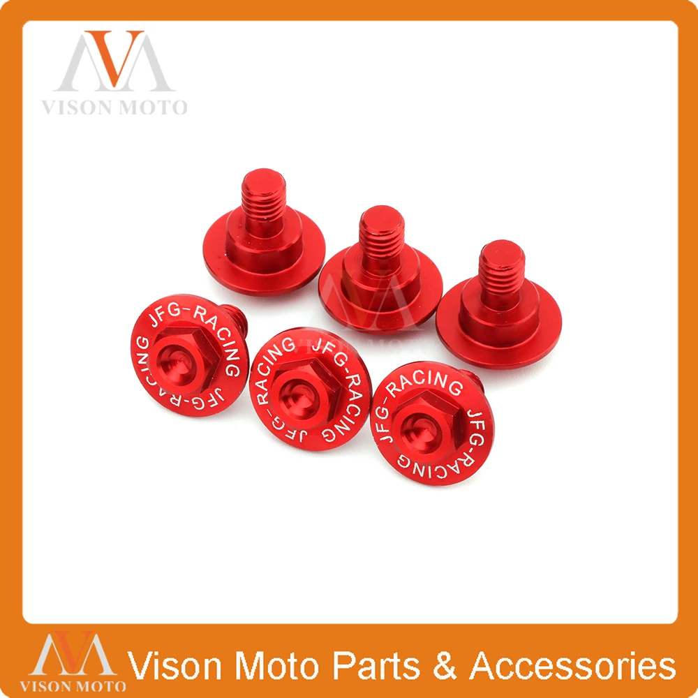 Motorcycle CNC 6 PCS Red Damping Mudguard Screw Fork Guard Bolt For