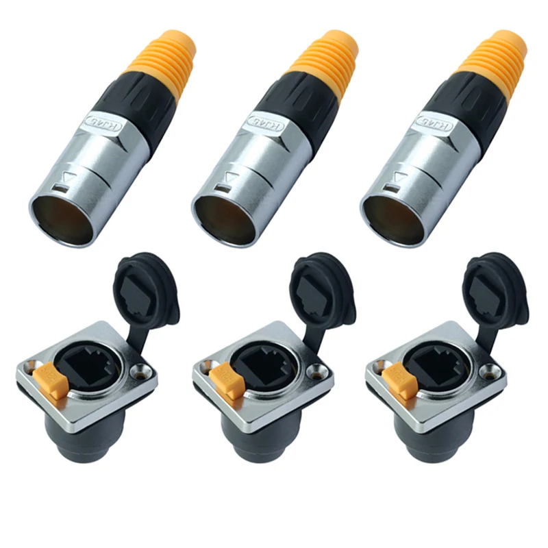 

10Pcs RJ45 plug socket screw type CAT5E waterproof connector panel mount metal ethernet PCB Network connector
