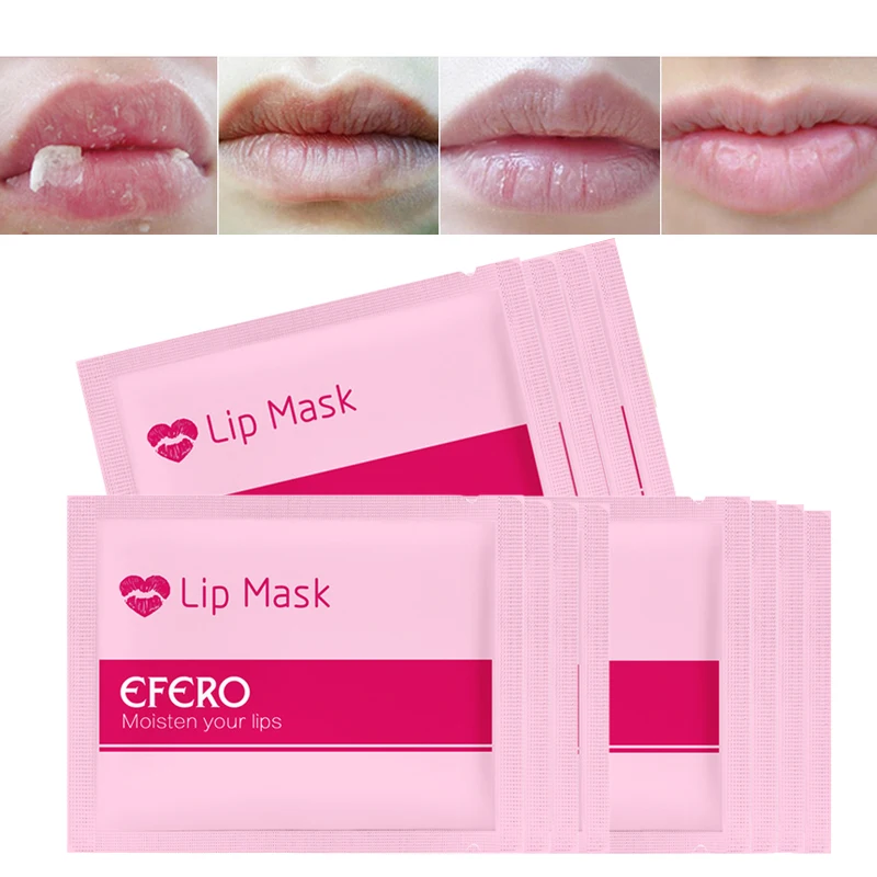 

EFERO Lip Mask Anti Wrinkle Patch Lip Care Plumper Enhancer Scrub Lip Exfoliating Collagen Crystal Moisturizing Essentials 10Pcs