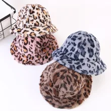 Зимняя теплая детская Панама, модная плюшевая шапка с леопардовым принтом, модная Рыбацкая шляпа для мальчиков и девочек
