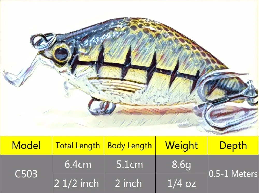 WLure 6,4 см 7 г кренкбейт жесткая приманка для ловли карпа нахлыстом пресная вода море приманка для насекомых поддельная приманка для рыбалки C503