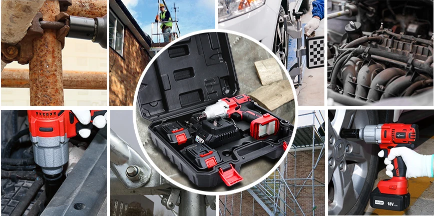 LANNERET 18V Brushless Cordless Impact Electric Wrench  300-600N.m Torque Household CarSUV Wheel 12 Socket Wrench Power Tool (9)