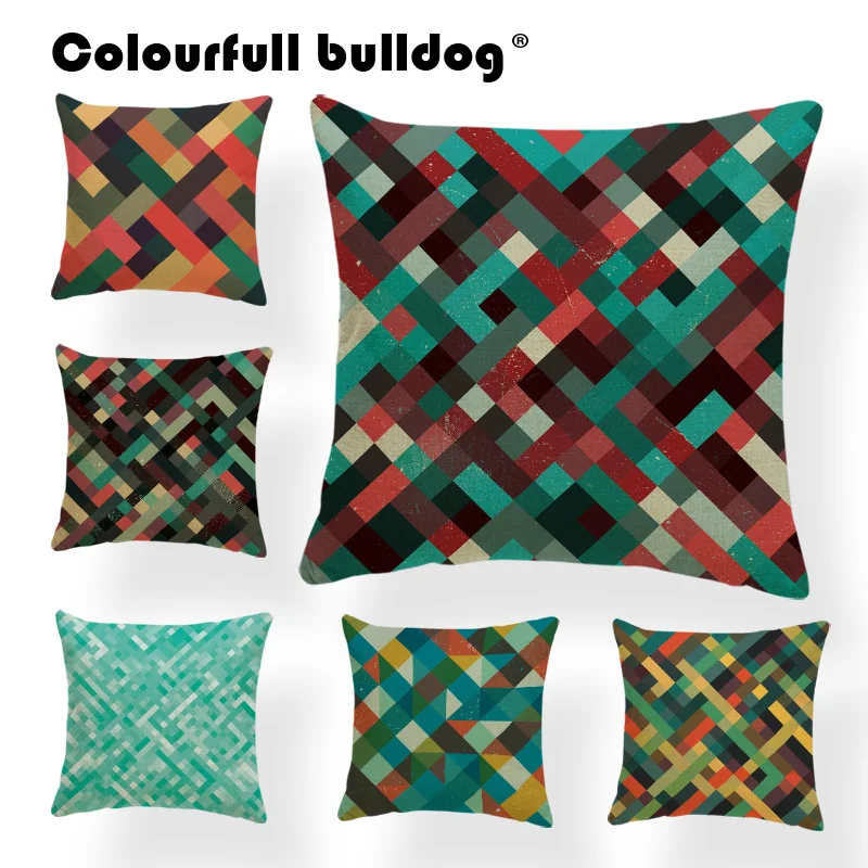 Geometric Throw Cushion Cover Rectangle Striped Pillow Case Green