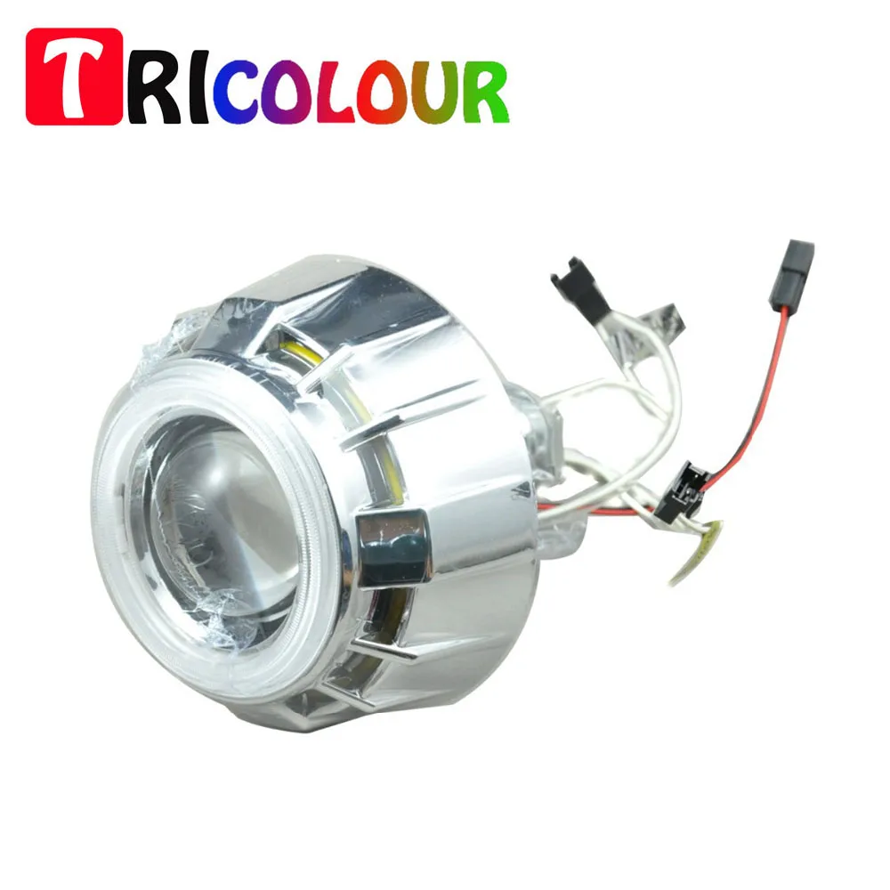 2.5 inch Double LED Halo Angel Eyes Bi Xenon Projector Headlights Lens