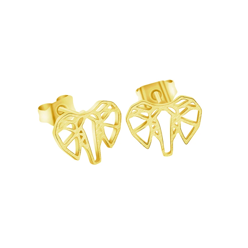 

ACEBFEET Fashion Abstract Elephant Stud Earrings for Women Concise Lovely Design Animal Silver Gold Color Brincos Jewelry