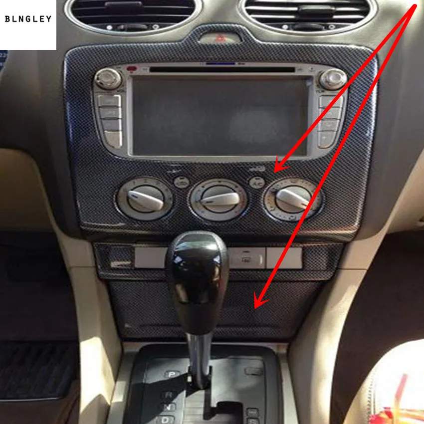 

2pcs/lot ABS carbon fiber grain Central control panel decoration cover for 2007-2011 FORD FOCUS 2 MK2