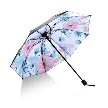 

Fresh Flower Black Coating Umbrella For Women Anti-UV Sunscreen Parasol Creative Windproof Dual-use Sunny And Rain Umbrellas