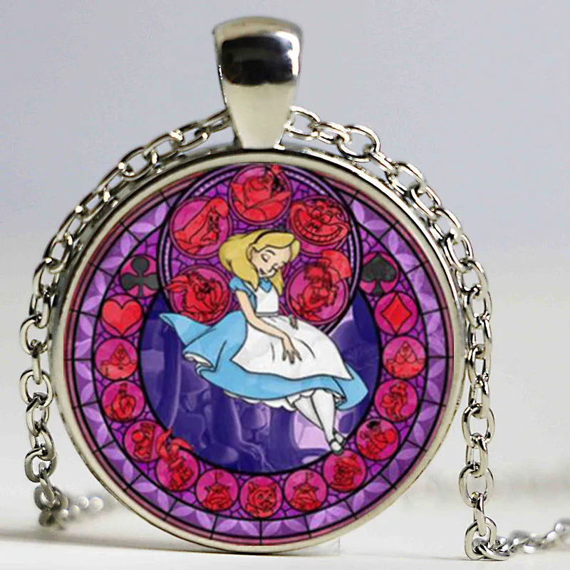 

Alice in Wonderland Adventures pendant jewelry poker united cartoon fairy tale choker necklace bronze women gift