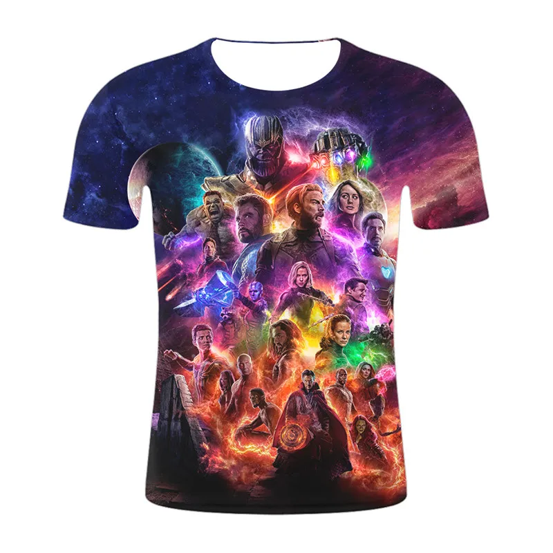 

2019 new summer men's women's 3D printed shirt latest movie Avengers end short-sleeved T-shirt fashion fitness iron man T-shirt