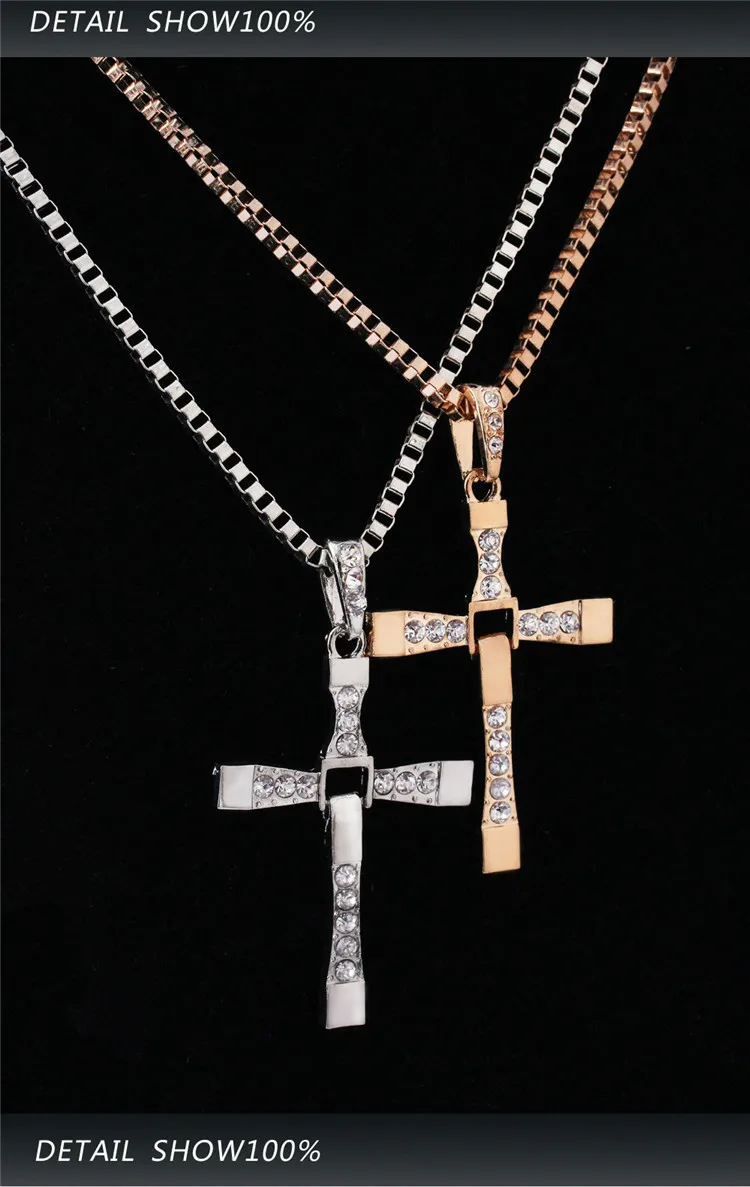 

Punk Gold Silver Cross with Crystal Necklace for Men Link Chain Necklace Male Neckless Women Jewelry Gift for Boyfriends