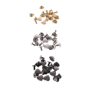 

Hot New 10 Pcs Heart Shape Bag Accessories Handbag Shoulder Bags Bottom Studs Rivets Screw DIY Craft Replacement 3 Colors