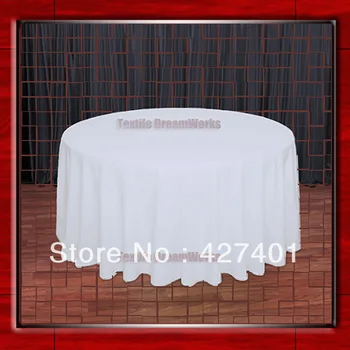 

Hot Sale 132" R White Round Table Cloth Polyester Plain Table Cover for Wedding Events &Party Decoration(Supplier)