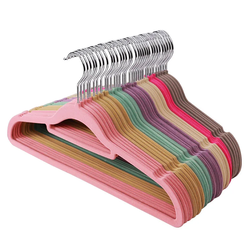 10pcs/lot Thick Anti skid Clothes Hanger Scratch Rack Flocking Hangers