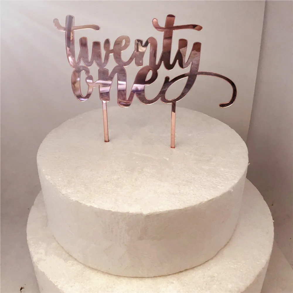 

Rose Gold Twenty One 21st Birthday Cake Decoration Accessory Romantic Party Cake Decoration Topper Supplies