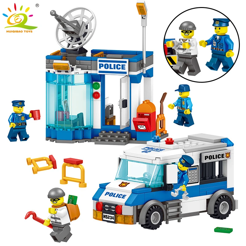 

316pcs Police Station Prison Car Building Blocks Compatible Legoed city policeman figures Educational bricks toys for children