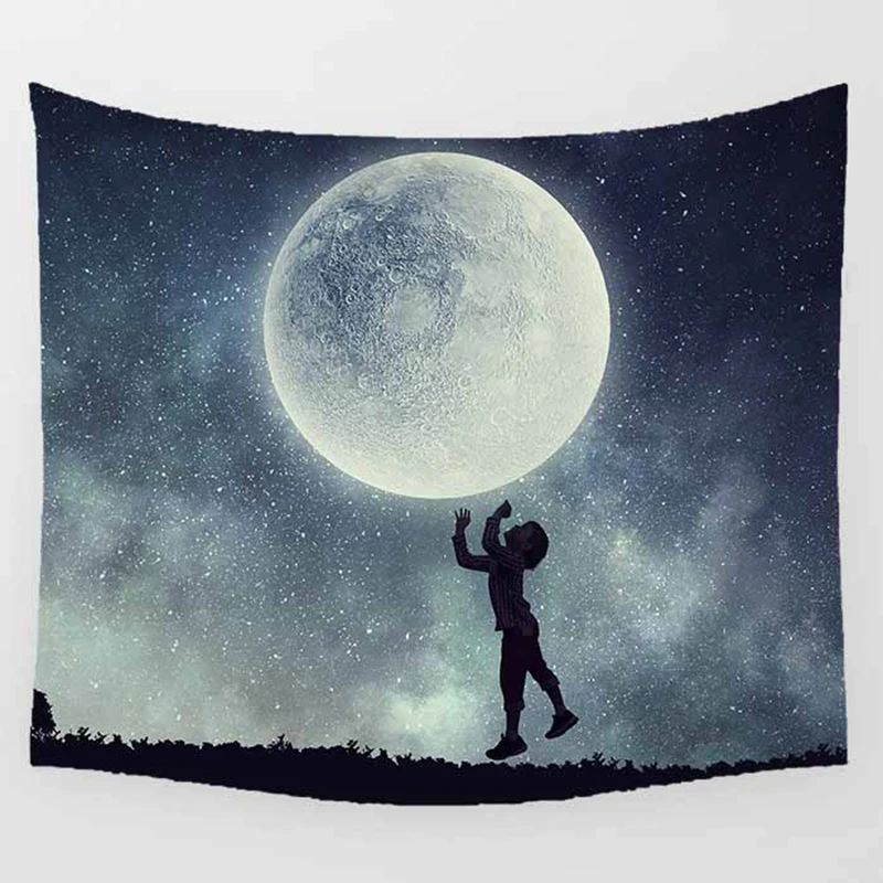 Красивый ночной лунный пейзаж большой гобелен настенный напечатанный гобелен для домашнего декора гобелен для гостиной