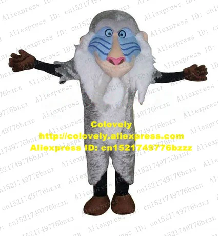 

Vivid Brown Rafiki Mandrill Monkey Lion King Mascot Costume With Brown Gloves Red Triangle Nose Long White Beard No.4302 Free Sh