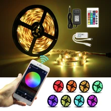 2018 150LEDS 5M RGB LED Strips 12V DC Waterproof Flexible Light Tape + WiFi Phone APP Remote Controller+ 3A Power Adapter