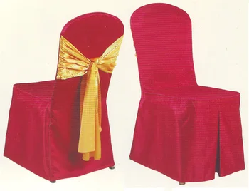 

custom-made MOQ 30PCS quality luxury red chair cover wedding chair cover with gold ribbons