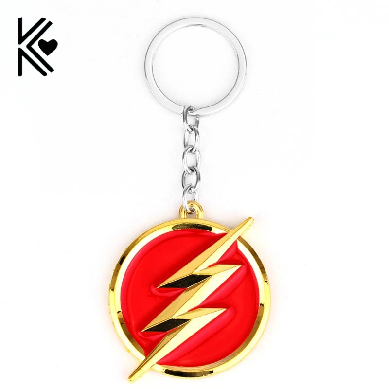 

Drop Shipping New Arrival DC Super Hero Superhero The Flash Shield Metal Keychain Pendant Key Chain Chaveiro Key Ring Two Color