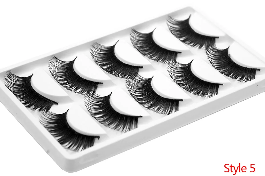 Kimcci 5 Pairs 6 Style Mink Lashes 3D Mink Eyelash Handmade Reusable Natural Faux Eyelashes Cruelty free False Lashes Cilia