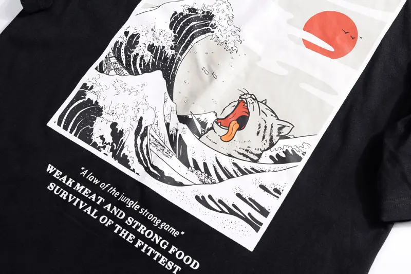 Japanese Ukiyo Cat Wave Printed Tshirts 5