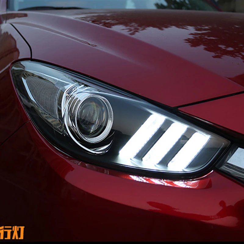

Car Styling for 2017-2019 Axela LED Headlights Axela LED Lens Double Beam H7 HID Xenon bi xenon lens day light running