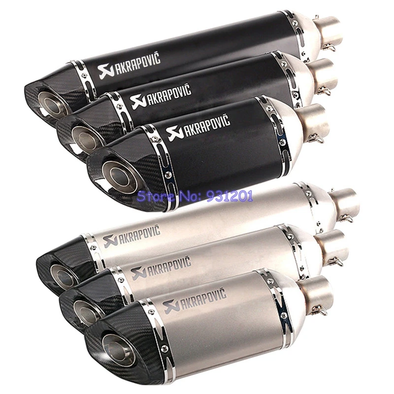 

Length 570mm/470mm/370mm Inlet 51mm Universal Motorcycle Exhaust Pipe Muffler Akrapovic Motorbike Muffler Escape with DB Killer