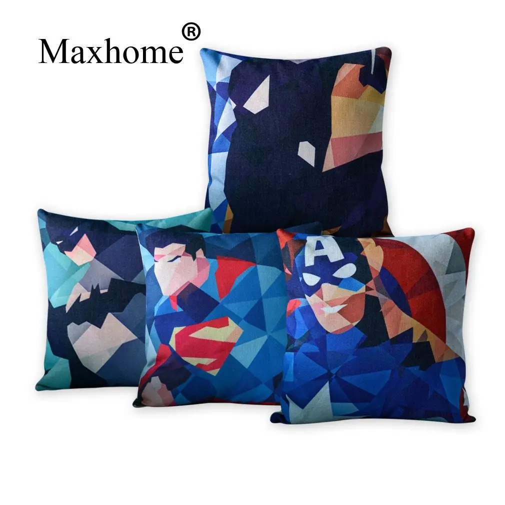 Abstract Marvel Heros Cotton Linen Pillowcase Creative Pop Batman