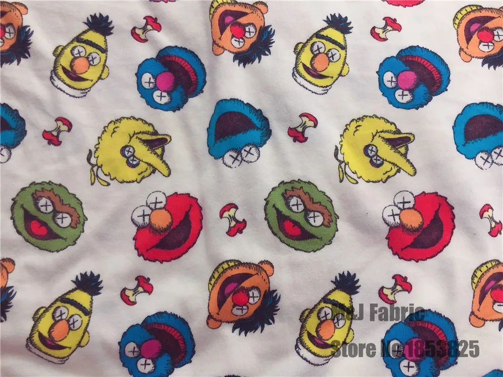 50x160 см Улица Сезам Лоскутная трикотажная хлопчатобумажная ткань для детской ткани постельные принадлежности Текстиль для шитья Тильда кукольная ткань