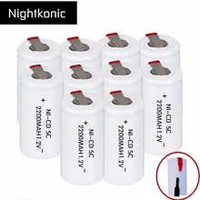 Nightkonic 10 pieces or 12 pieces SC battery 2200mAh rechargeable subc battery 1 2 v with