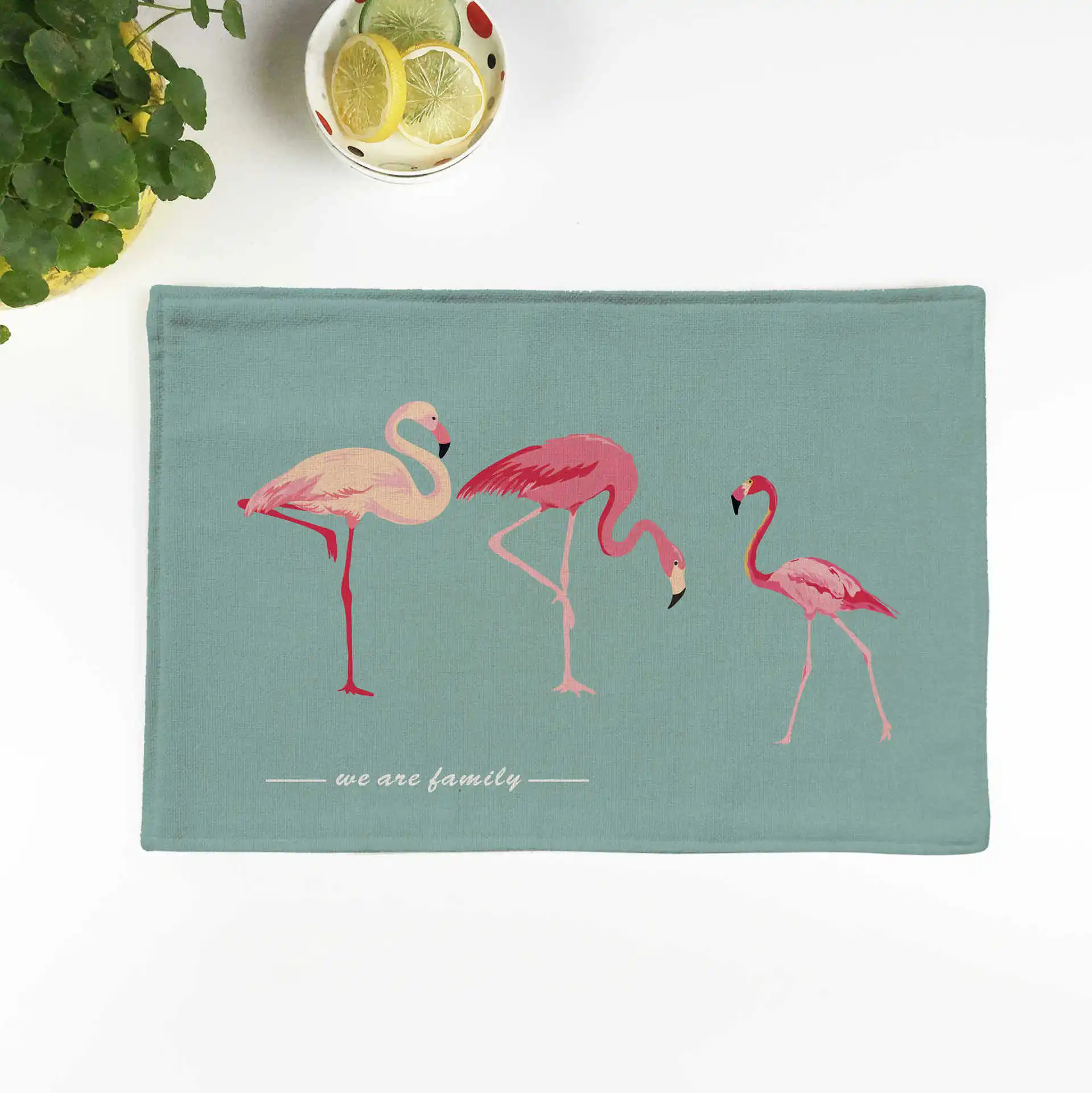 Zeegle Kitchen Table Mats Cotton Linen Table Napkin Kitchen Decorative Placemats Flamingo Pattern Bowl Tea Mat Kitchenware Pads