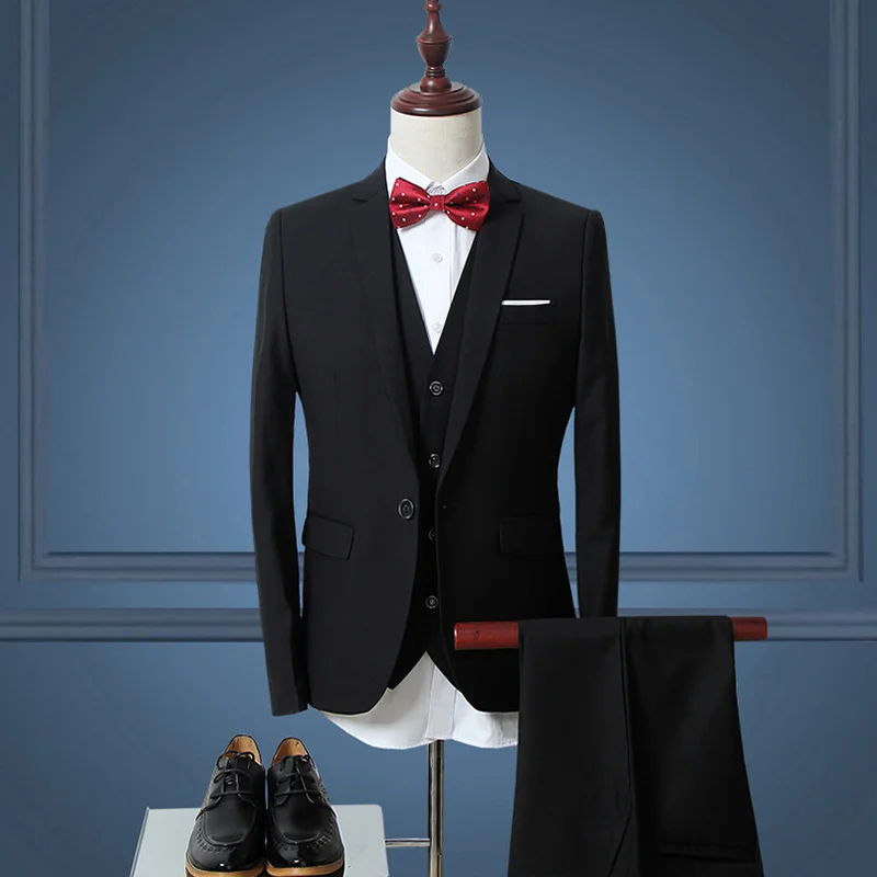 PAULKONTE 2019 Hot Solid Color 3 PCS Men Suit Fashion Slim Fit Single Button Party Formal Business Wedding Classic Men's Suit PAULKONTE 2019 Hot Solid Color 3 PCS Men Suit Fashion Slim Fit Single Button Party Formal Business Wedding Classic Men's Suit