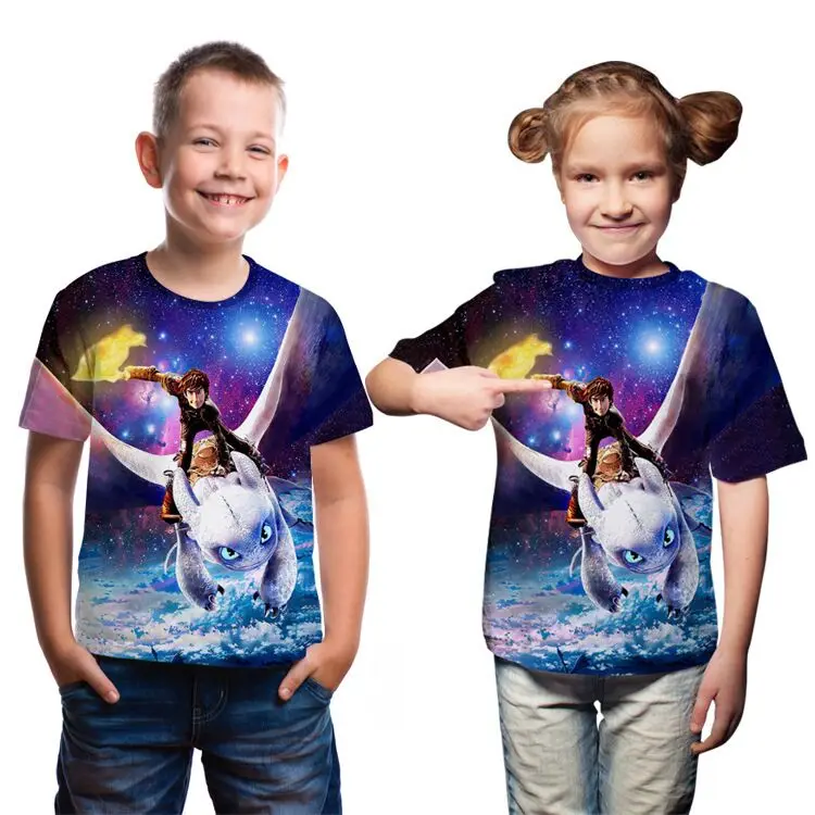 

2019 Summer Boys TShirt How To Train Your Dragon 3 Kids Tshirt 3D Print Kids Tshirt for Girls Cartoon Tops Tees Children Clothes