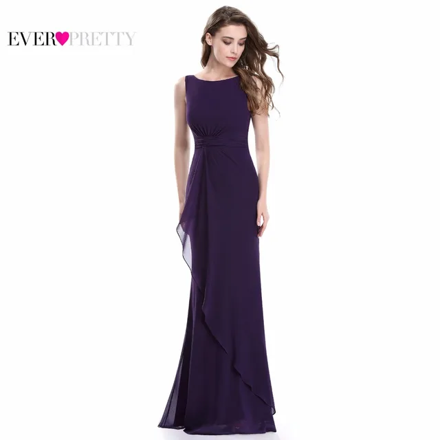 2018 Mermaid Purple Evening Dresses Long Sexy Formal Evening Gowns Ever Pretty HE08796 Women's Elegant Sleeveless Evening Dress.