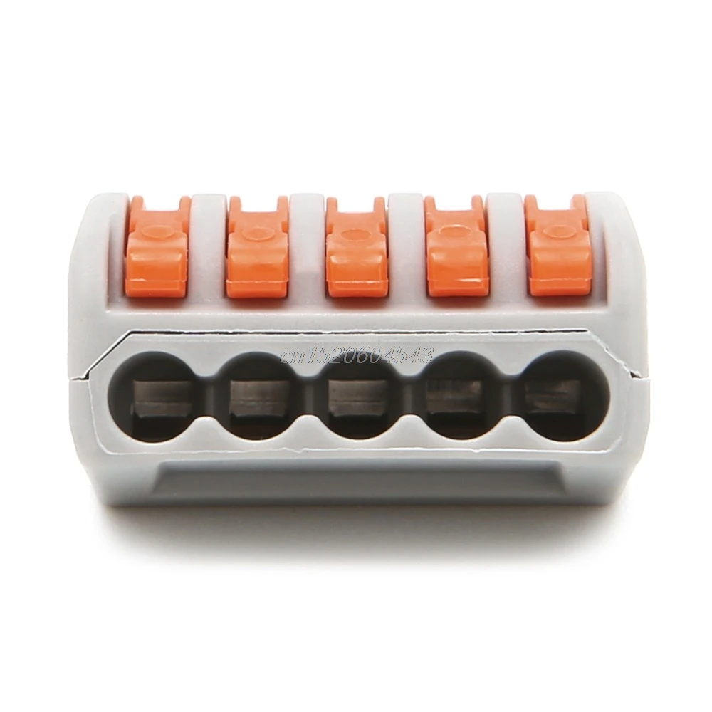 

5 Pcs 222-415 Push Wire Connector Lever Terminal Block Lever-Nuts 5 Conductor Connectors Terminals R06 Drop Ship