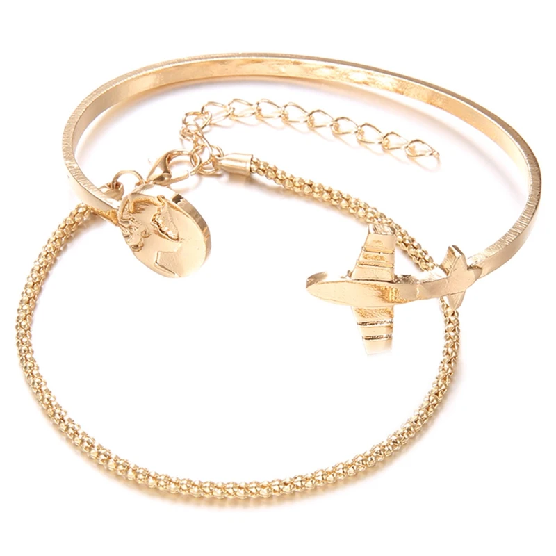 

2 Pcs/set Hot Fashion Diameter 65mm Bracelets Bangles With Earth Plane