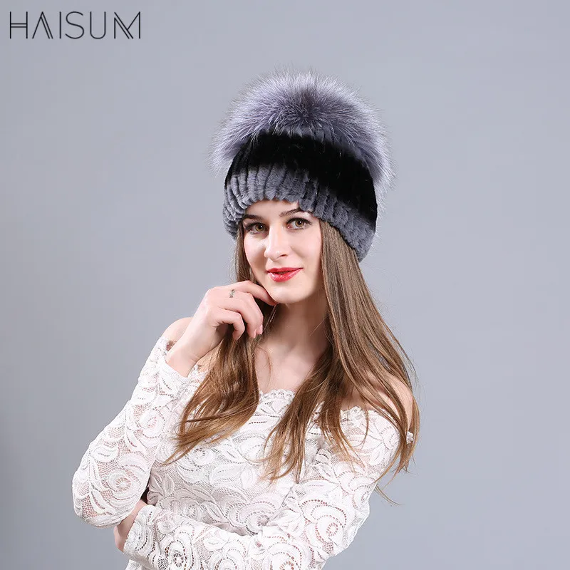 

New ladies' hat, Rex Rabbit, fur and silver fox big hat, warm and thickened fur hat. MZ42