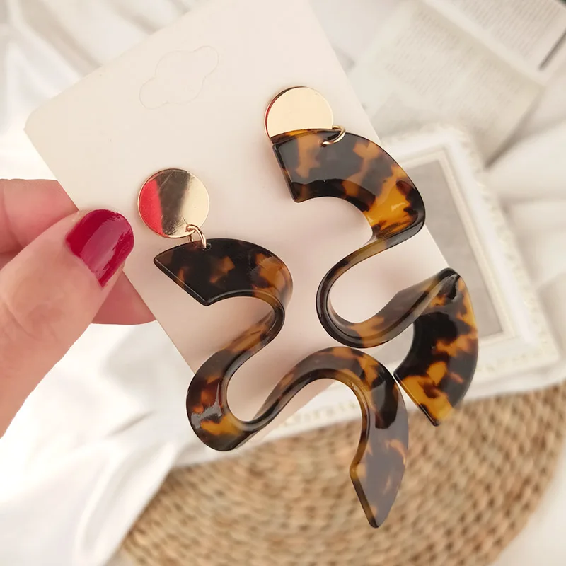 Vintage New Fashion Acetate Long Big Drop Earrings for Women Round Metal Dangling Acetic Acid Acrylic Earrings for Girls Brincos (1)