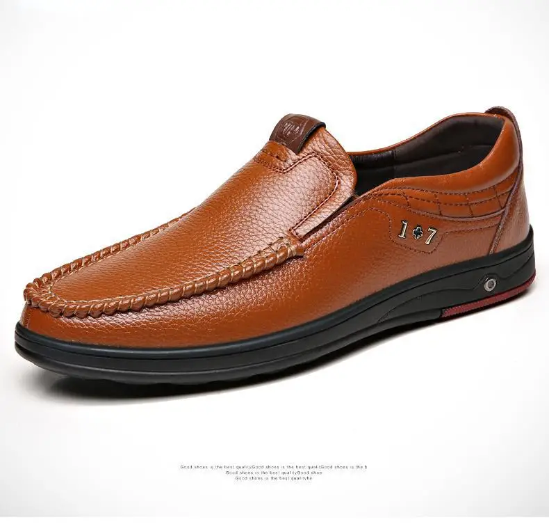 Shoes - Men Solid Slip On Leather Shoes – lazanow