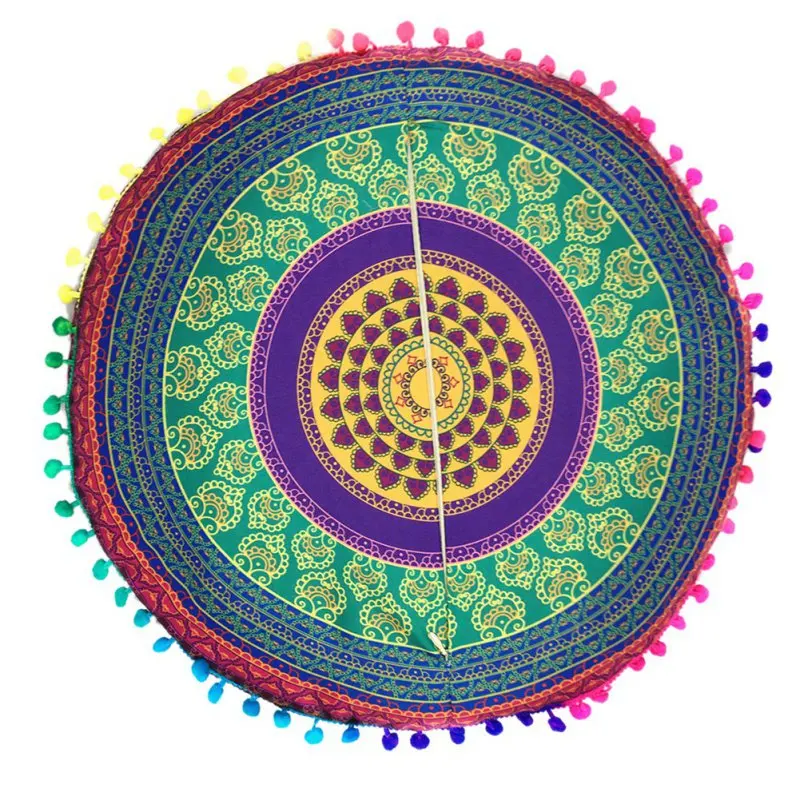 Текстильная подушка 43*43 см напольные подушки с индийской мандалой круглые богемные подушки Чехол Цвет Прямая поставка - Цвет: 13