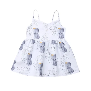 

2019 Toddler Infant Baby Girl Dress Summer Sleeveless Stars Cute White Elephant Print Backless Dresses Costume Clothes Outfits