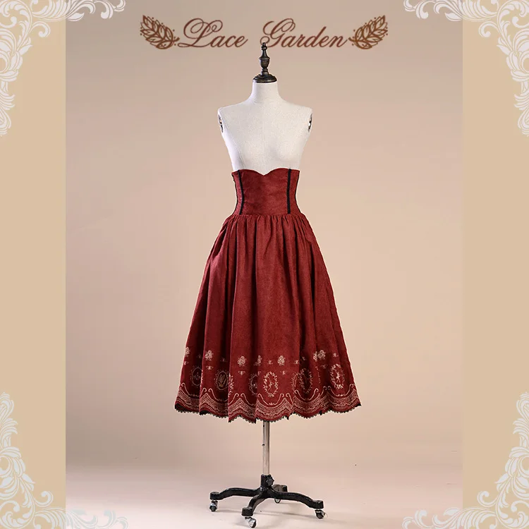 

Ladies’ Trendy Fashion Lace Garden Skirt High Waist Design and Decorated Floral Patterns